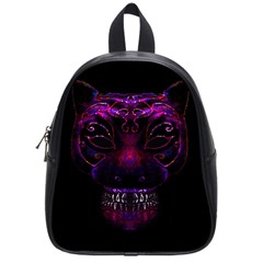 Creepy Cat Mask Portrait Print School Bag (small) by dflcprints