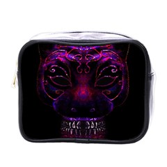 Creepy Cat Mask Portrait Print Mini Travel Toiletry Bag (one Side) by dflcprints