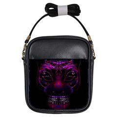 Creepy Cat Mask Portrait Print Girl s Sling Bag by dflcprints