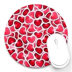 Candy Hearts 8  Mouse Pad (round) by KirstenStar