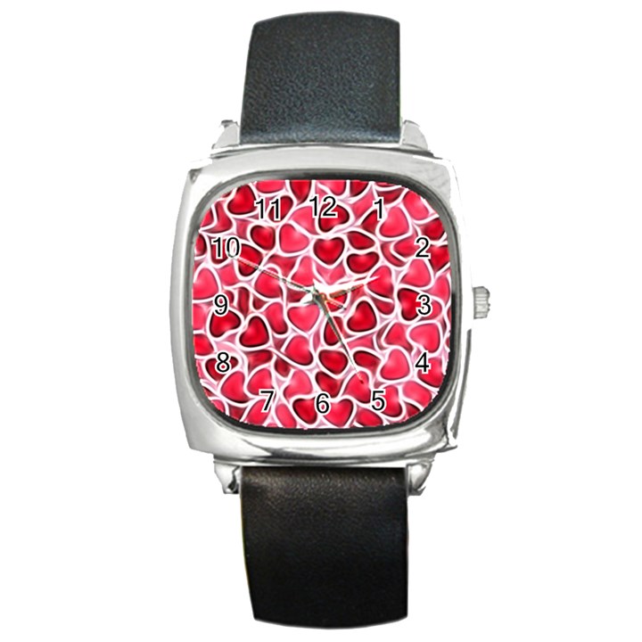 Candy Hearts Square Leather Watch