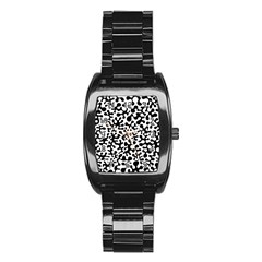 Black And White Blots Stainless Steel Barrel Watch