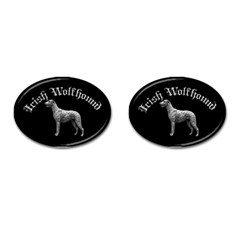 Silver Irish Wolfhound Cufflinks (oval) - Black by iwhbran