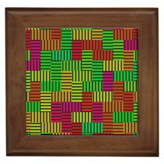 Colorful Stripes And Squares Framed Tile by LalyLauraFLM