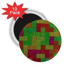 Colorful Stripes And Squares 2 25  Magnet (10 Pack) by LalyLauraFLM