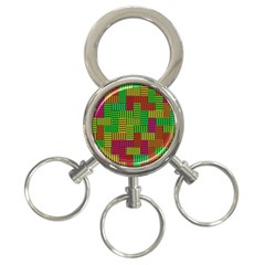 Colorful Stripes And Squares 3-ring Key Chain