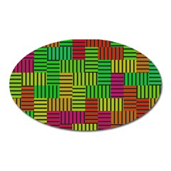 Colorful Stripes And Squares Magnet (oval) by LalyLauraFLM