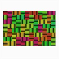 Colorful Stripes And Squares Postcard 4 x 6  (pkg Of 10) by LalyLauraFLM