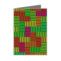 Colorful Stripes And Squares Mini Greeting Card