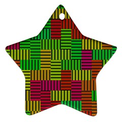 Colorful Stripes And Squares Star Ornament (two Sides) by LalyLauraFLM