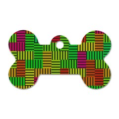 Colorful Stripes And Squares Dog Tag Bone (two Sides) by LalyLauraFLM