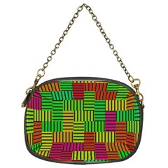 Colorful Stripes And Squares Chain Purse (two Sides) by LalyLauraFLM