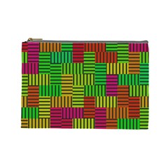 Colorful Stripes And Squares Cosmetic Bag (large) by LalyLauraFLM