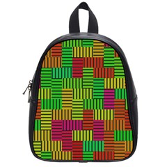 Colorful Stripes And Squares School Bag (small) by LalyLauraFLM