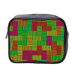 Colorful Stripes And Squares Mini Toiletries Bag (two Sides) by LalyLauraFLM