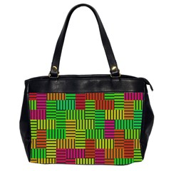 Colorful Stripes And Squares Oversize Office Handbag (2 Sides) by LalyLauraFLM