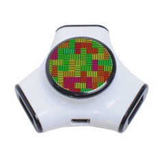 Colorful Stripes And Squares 3-port Usb Hub by LalyLauraFLM