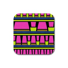 Trapeze And Stripes Rubber Square Coaster (4 Pack) by LalyLauraFLM