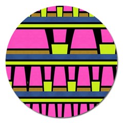 Trapeze And Stripes Magnet 5  (round) by LalyLauraFLM