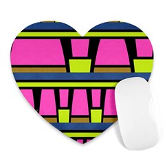 Trapeze And Stripes Heart Mousepad by LalyLauraFLM