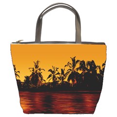 Tropical Sunset Paradise Bucket Handbag by dflcprints