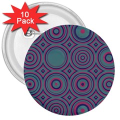 Concentric Circles Pattern 3  Button (10 Pack) by LalyLauraFLM