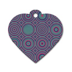 Concentric Circles Pattern Dog Tag Heart (one Side) by LalyLauraFLM