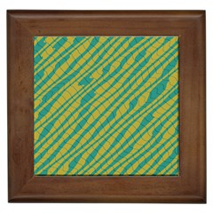 Blue Yellow Waves Framed Tile by LalyLauraFLM