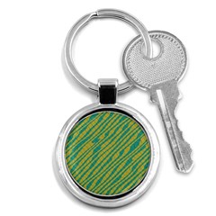 Blue Yellow Waves Key Chain (round) by LalyLauraFLM