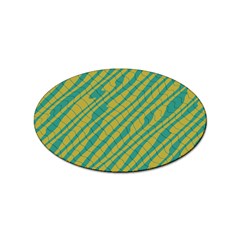 Blue Yellow Waves Sticker (oval) by LalyLauraFLM