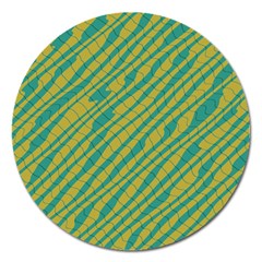 Blue Yellow Waves Magnet 5  (round) by LalyLauraFLM