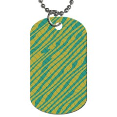 Blue Yellow Waves Dog Tag (one Side) by LalyLauraFLM