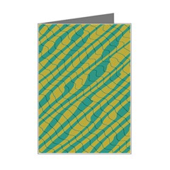 Blue Yellow Waves Mini Greeting Card by LalyLauraFLM