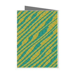 Blue Yellow Waves Mini Greeting Cards (pkg Of 8) by LalyLauraFLM