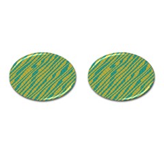 Blue Yellow Waves Cufflinks (oval) by LalyLauraFLM