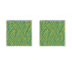 Blue Yellow Waves Cufflinks (square) by LalyLauraFLM