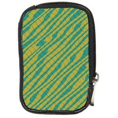 Blue Yellow Waves Compact Camera Leather Case by LalyLauraFLM