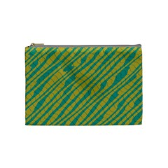 Blue Yellow Waves Cosmetic Bag (medium) by LalyLauraFLM