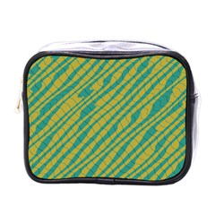 Blue Yellow Waves Mini Toiletries Bag (one Side) by LalyLauraFLM