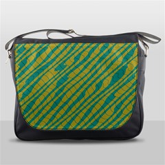 Blue Yellow Waves Messenger Bag by LalyLauraFLM