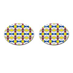 Colorful rhombus chains Cufflinks (Oval)