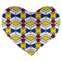 Colorful rhombus chains Large 19  Premium Heart Shape Cushion