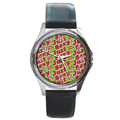 Just Sexy Quote Typographic Pattern Round Metal Watches by dflcprints