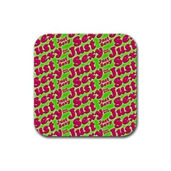 Just Sexy Quote Typographic Pattern Rubber Coaster (square)  by dflcprints