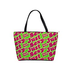 Just Sexy Quote Typographic Pattern Shoulder Handbags by dflcprints