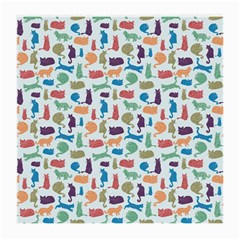 Blue Colorful Cats Silhouettes Pattern Medium Glasses Cloth