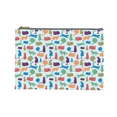 Blue Colorful Cats Silhouettes Pattern Cosmetic Bag (large)  by Contest580383