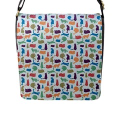 Blue Colorful Cats Silhouettes Pattern Flap Messenger Bag (l)  by Contest580383