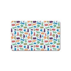 Blue Colorful Cats Silhouettes Pattern Magnet (name Card) by Contest580383