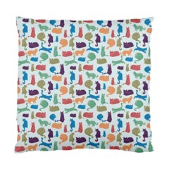 Blue Colorful Cats Silhouettes Pattern Standard Cushion Case (one Side) 